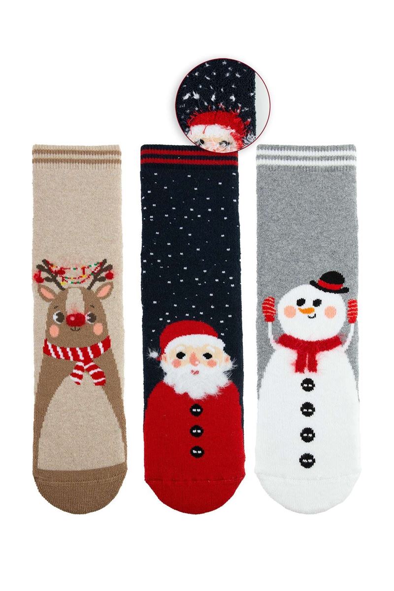 BROSS SNOWING SANTA BOYS’ TERRY SOCKS ASORTY