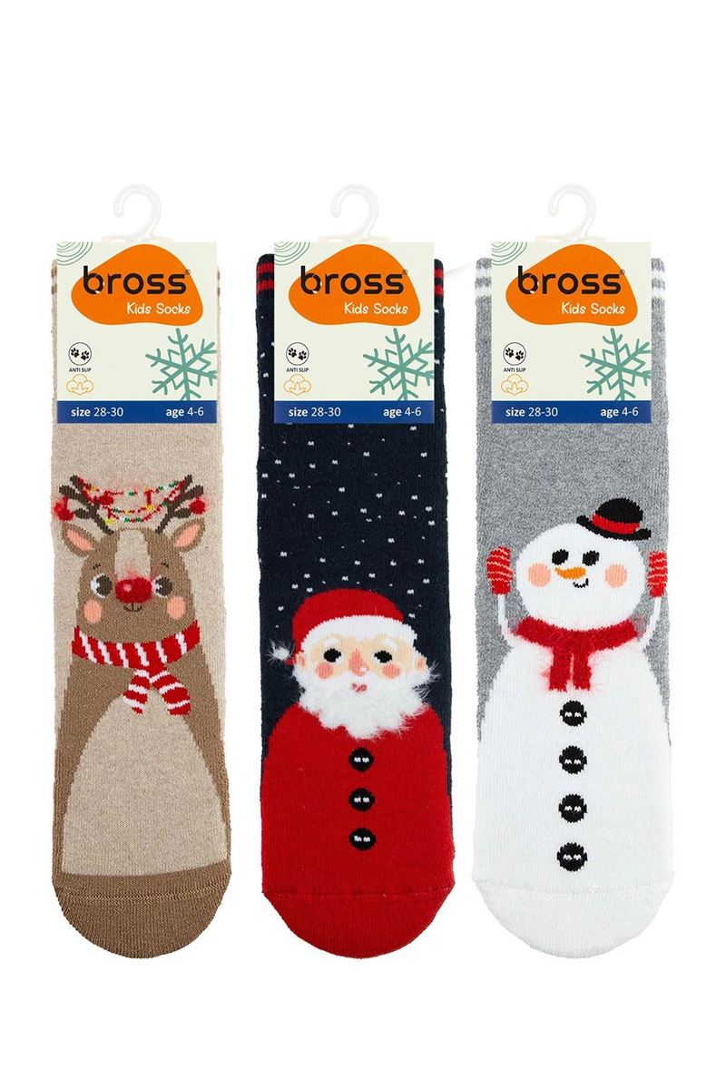 BROSS SNOWING SANTA BOYS’ TERRY SOCKS ASORTY