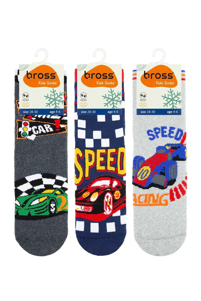 BROSS SPEED FAST CAR BOYS’ TERRY SOCKS ASORTY