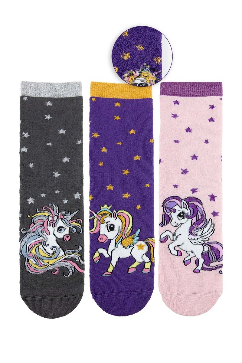 BROSS DARK UNICORN GIRLS’ TERRY SOCKS ASORTY