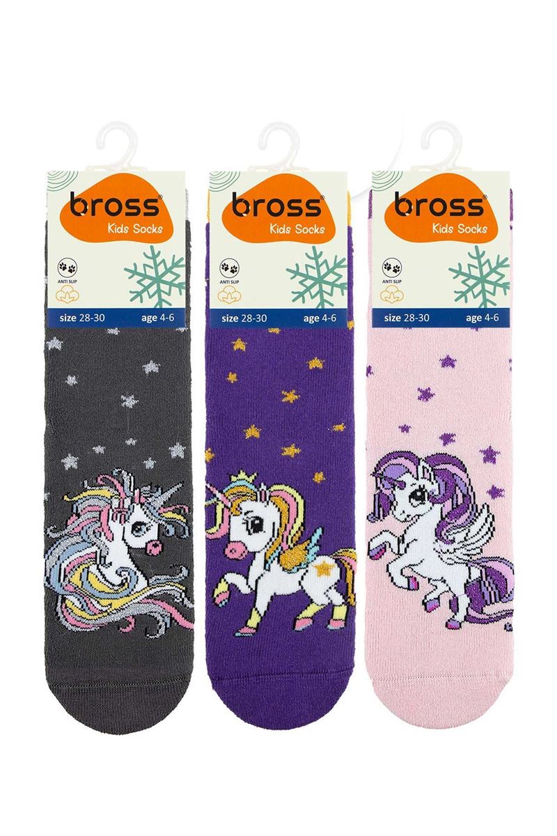 BROSS DARK UNICORN GIRLS’ TERRY SOCKS ASORTY