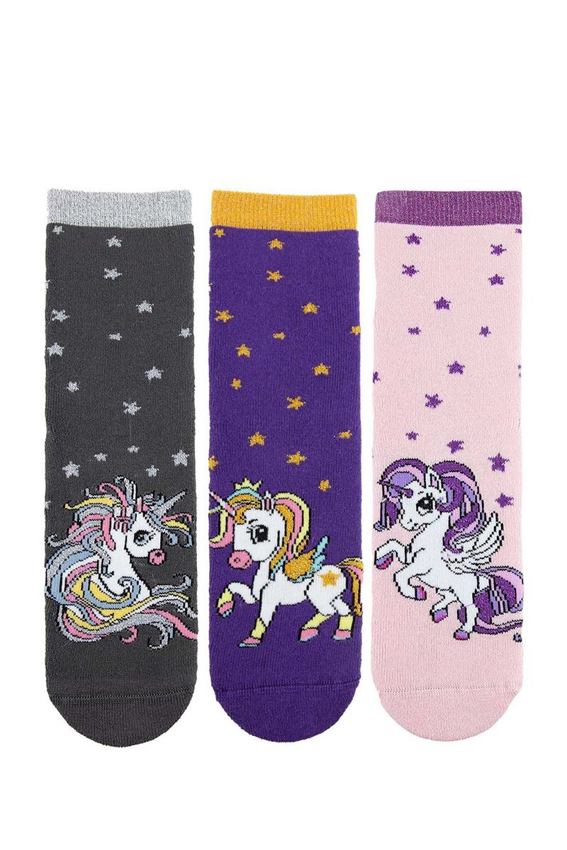 BROSS DARK UNICORN GIRLS’ TERRY SOCKS ASORTY