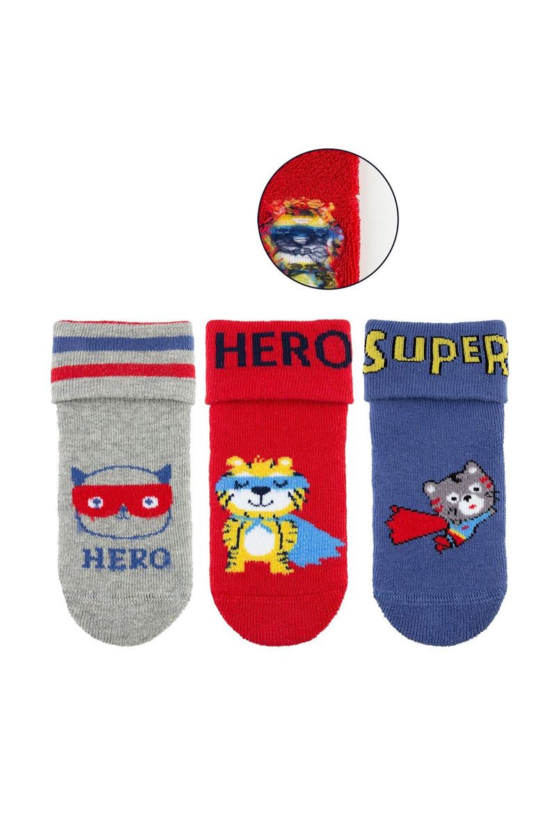 BROSS SUPER HERO BABY BOYS’ TERRY SOCKS ASORTY