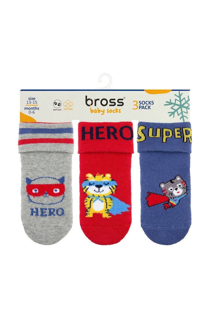 BROSS SUPER HERO BABY BOYS’ TERRY SOCKS ASORTY