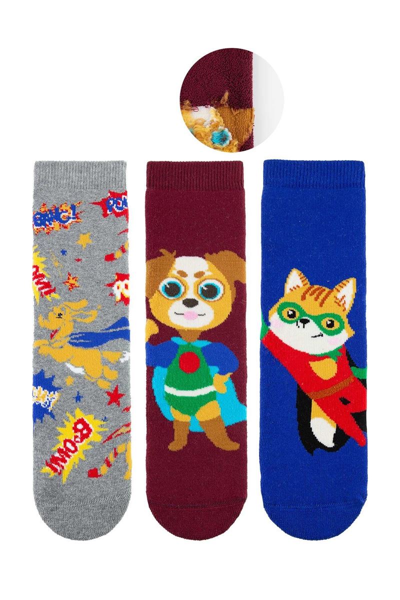 BROSS FLYING SUPER HERO BOYS’ TERRY SOCKS ASORTY