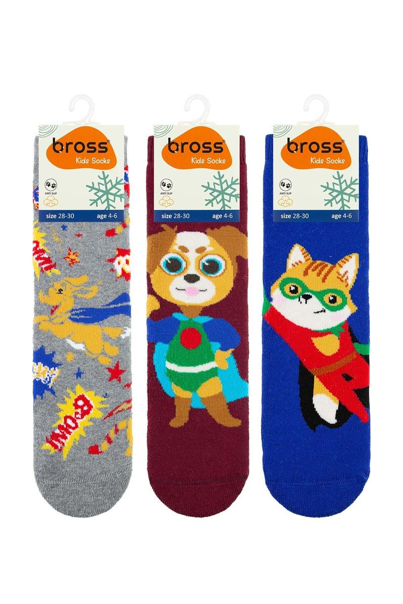 BROSS FLYING SUPER HERO BOYS’ TERRY SOCKS ASORTY