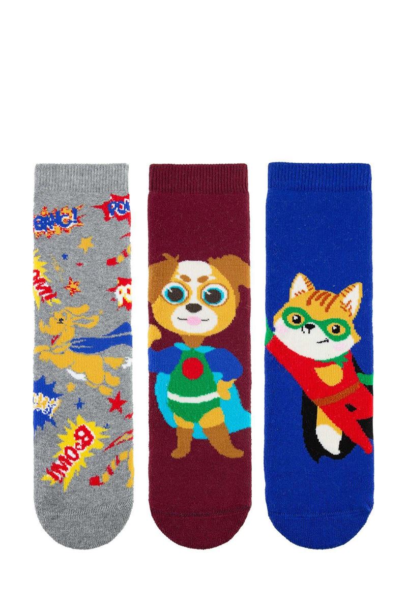 BROSS FLYING SUPER HERO BOYS’ TERRY SOCKS ASORTY