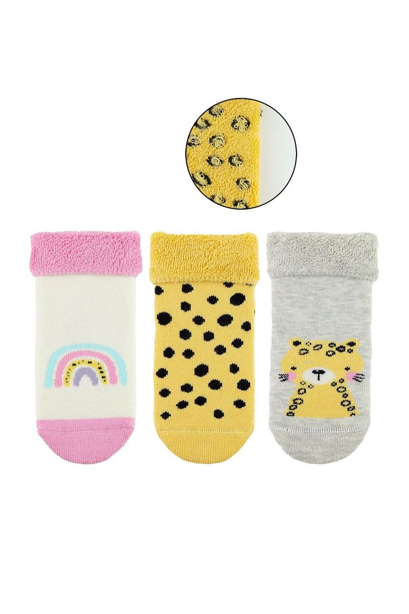 BROSS SPOTTED ANIMAL BABY GIRLS’ TERRY SOCKS ASORTY