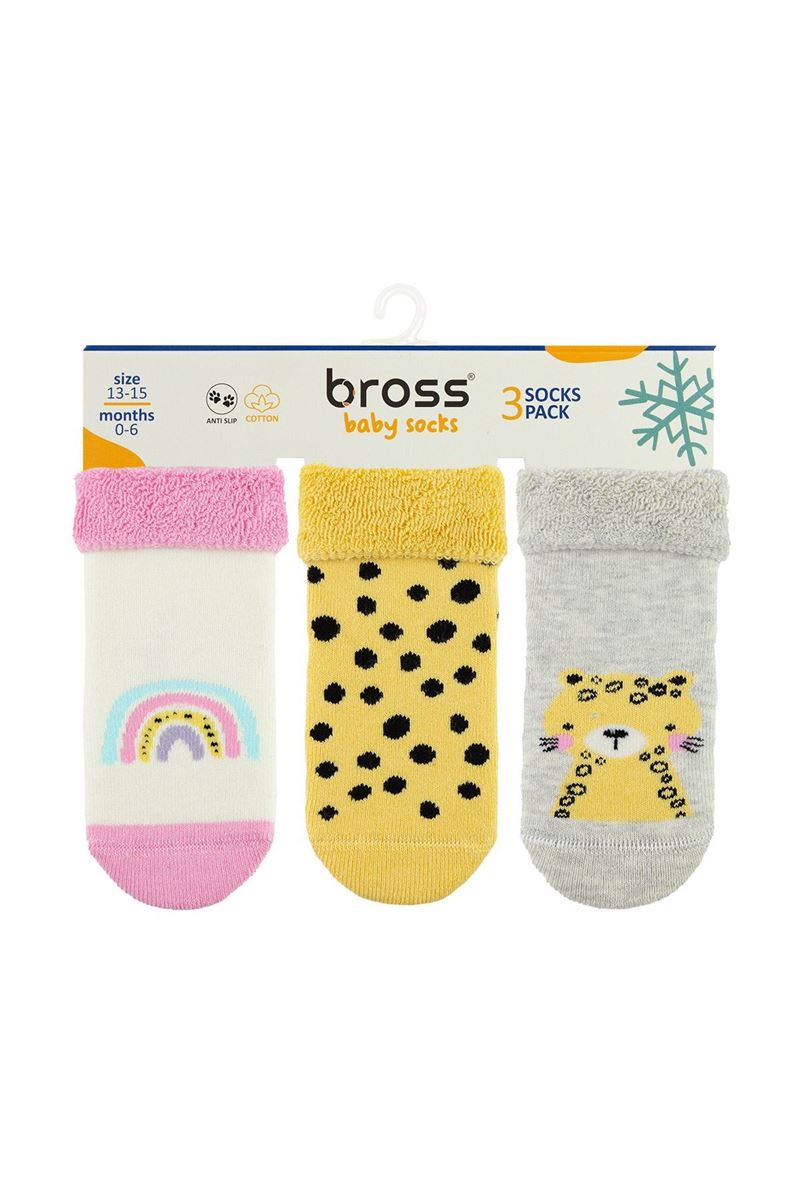 BROSS SPOTTED ANIMAL BABY GIRLS’ TERRY SOCKS ASORTY