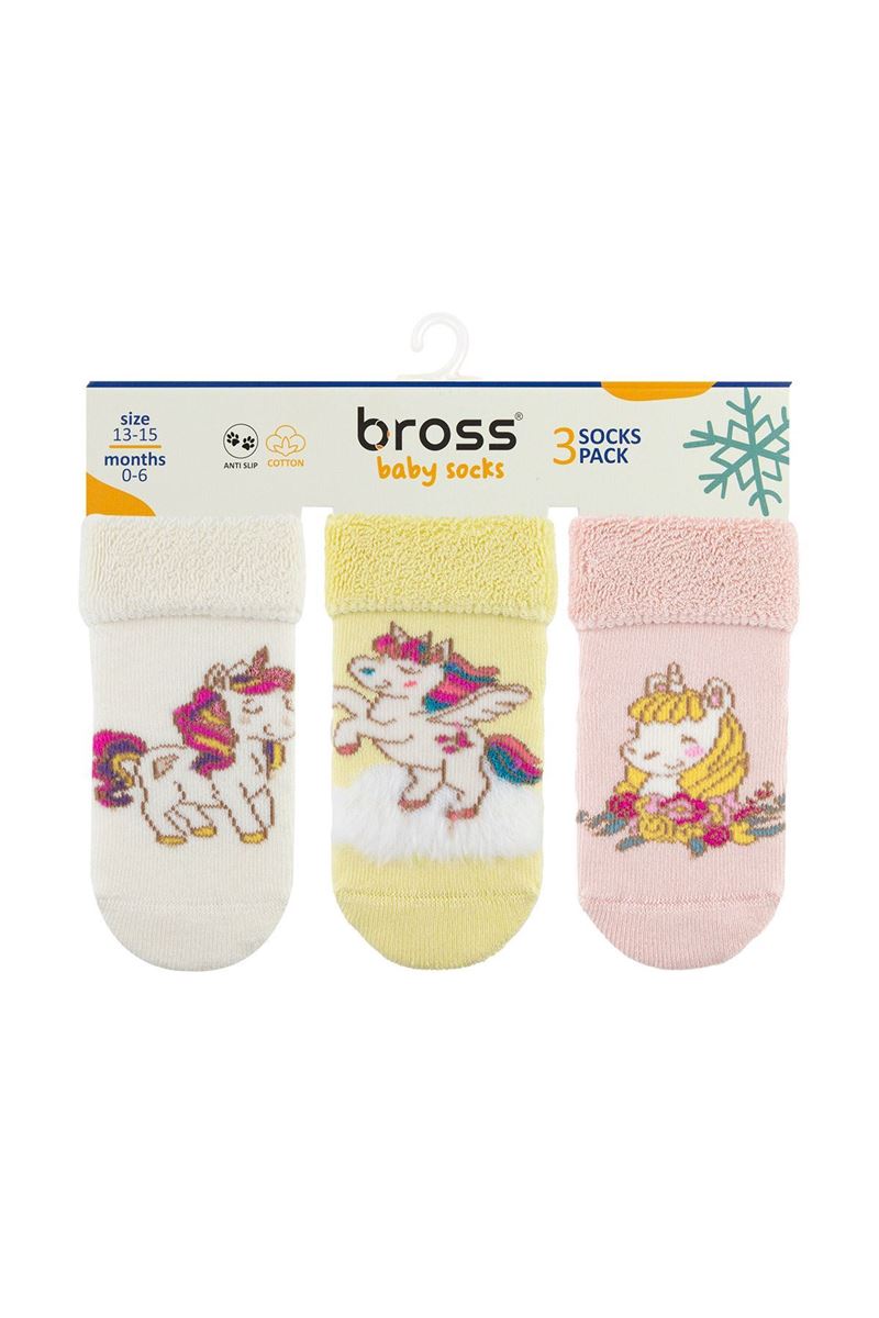 BROSS SWEET UNICORN BABY GIRLS’ TERRY SOCKS ASORTY