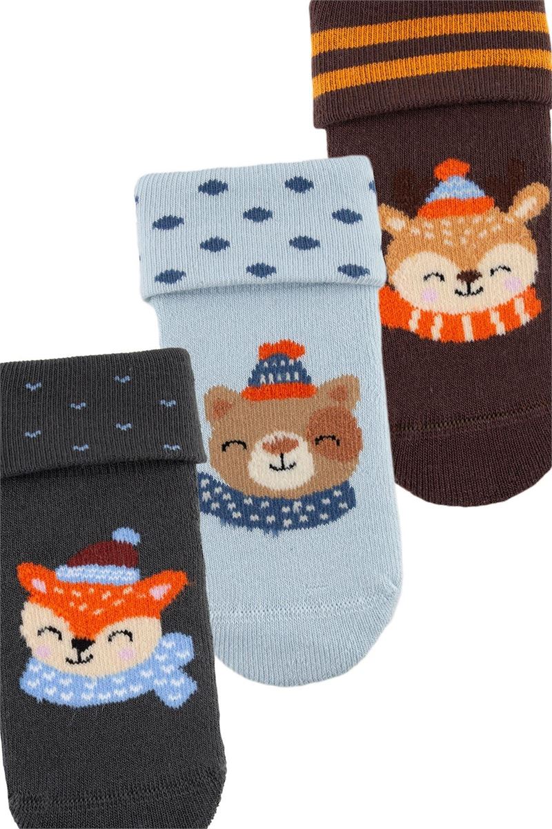 BROSS ANIMAL WITH A SCARF BABY BOYS’ TERRY SOCKS ASORTY