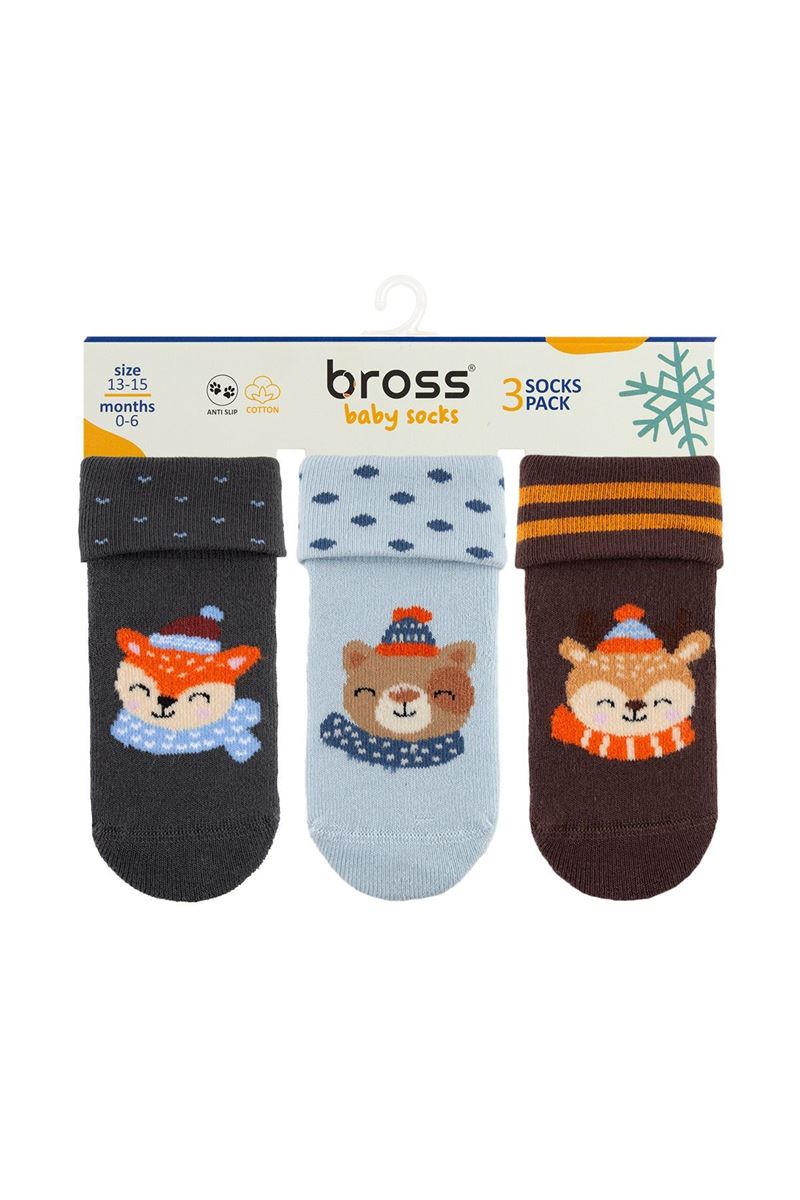 BROSS ANIMAL WITH A SCARF BABY BOYS’ TERRY SOCKS ASORTY