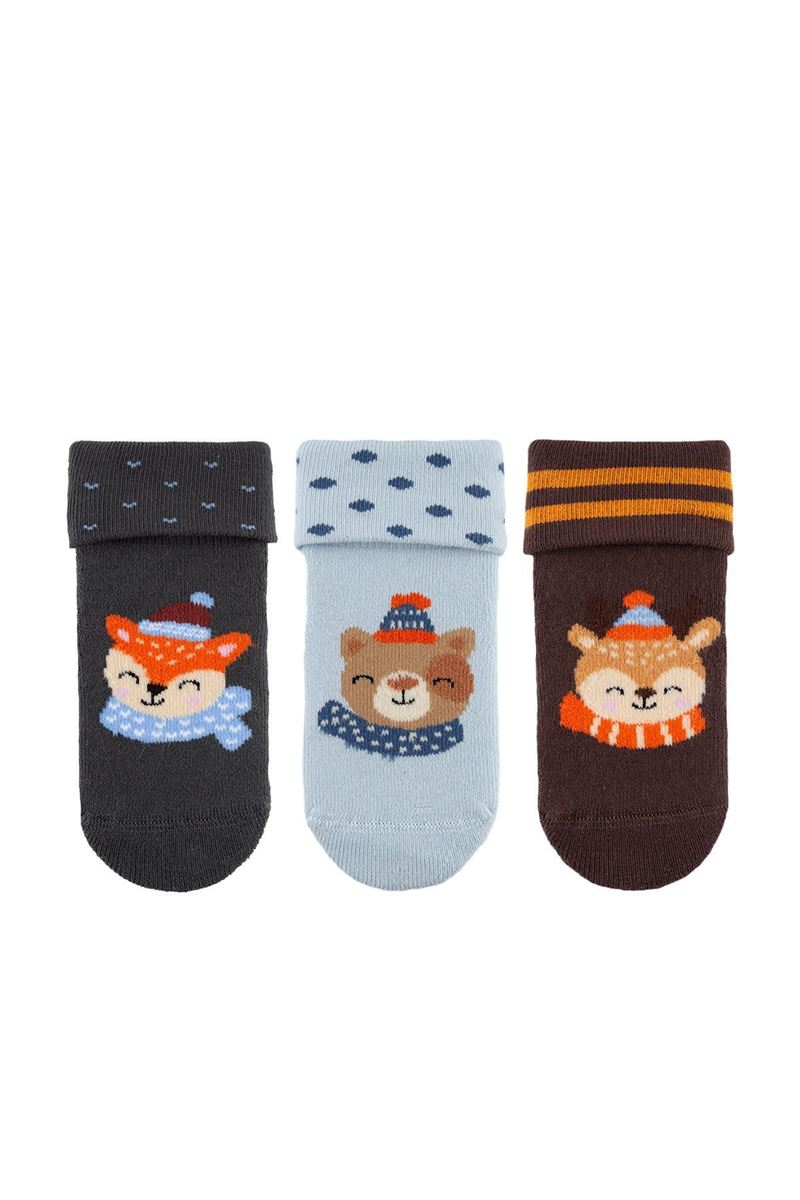 BROSS ANIMAL WITH A SCARF BABY BOYS’ TERRY SOCKS ASORTY