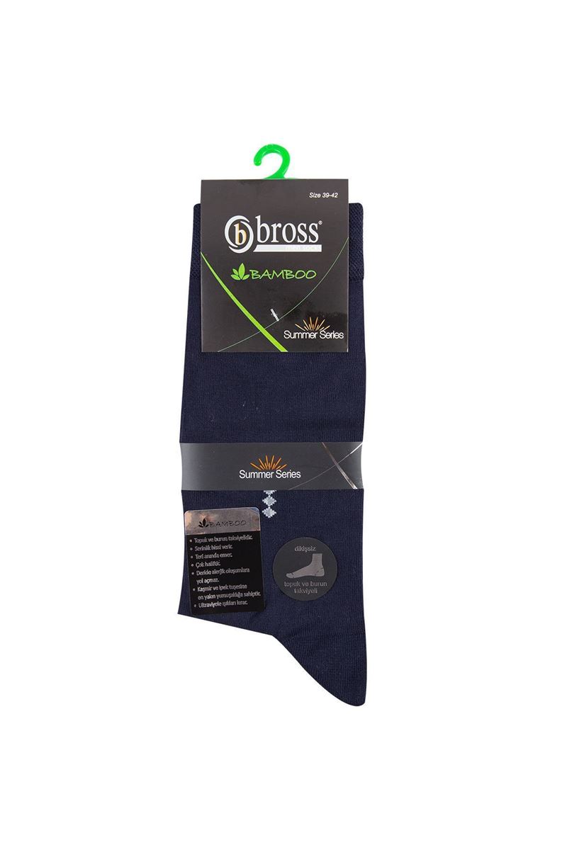 BROSS SUMMER PATTERNED OF STOCKING BAMBOO MEN S SOCKS NAVY BLUE