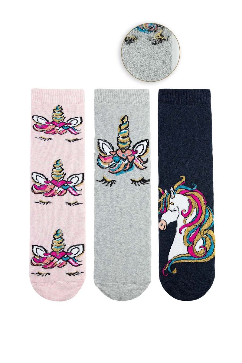 BROSS UNICORN HORN GIRLS’ TERRY SOCKS ASORTY