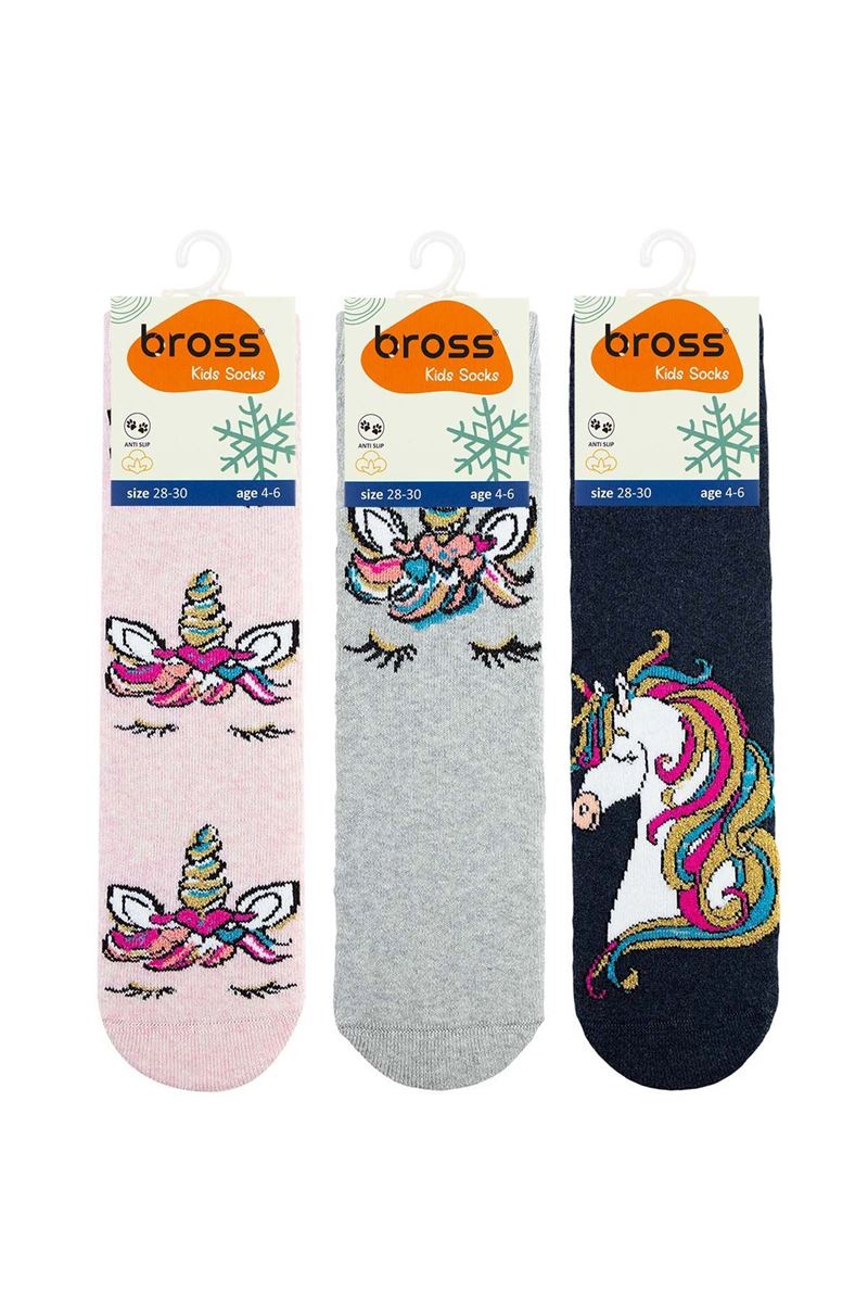 BROSS UNICORN HORN GIRLS’ TERRY SOCKS ASORTY