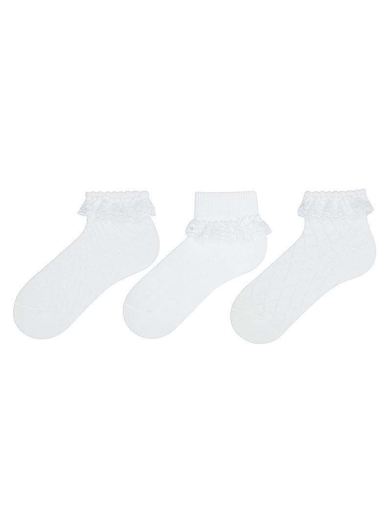 BROSS LACEY EMBOSSED PATTERNED BABY GIRLS  SOCKS ASORTY