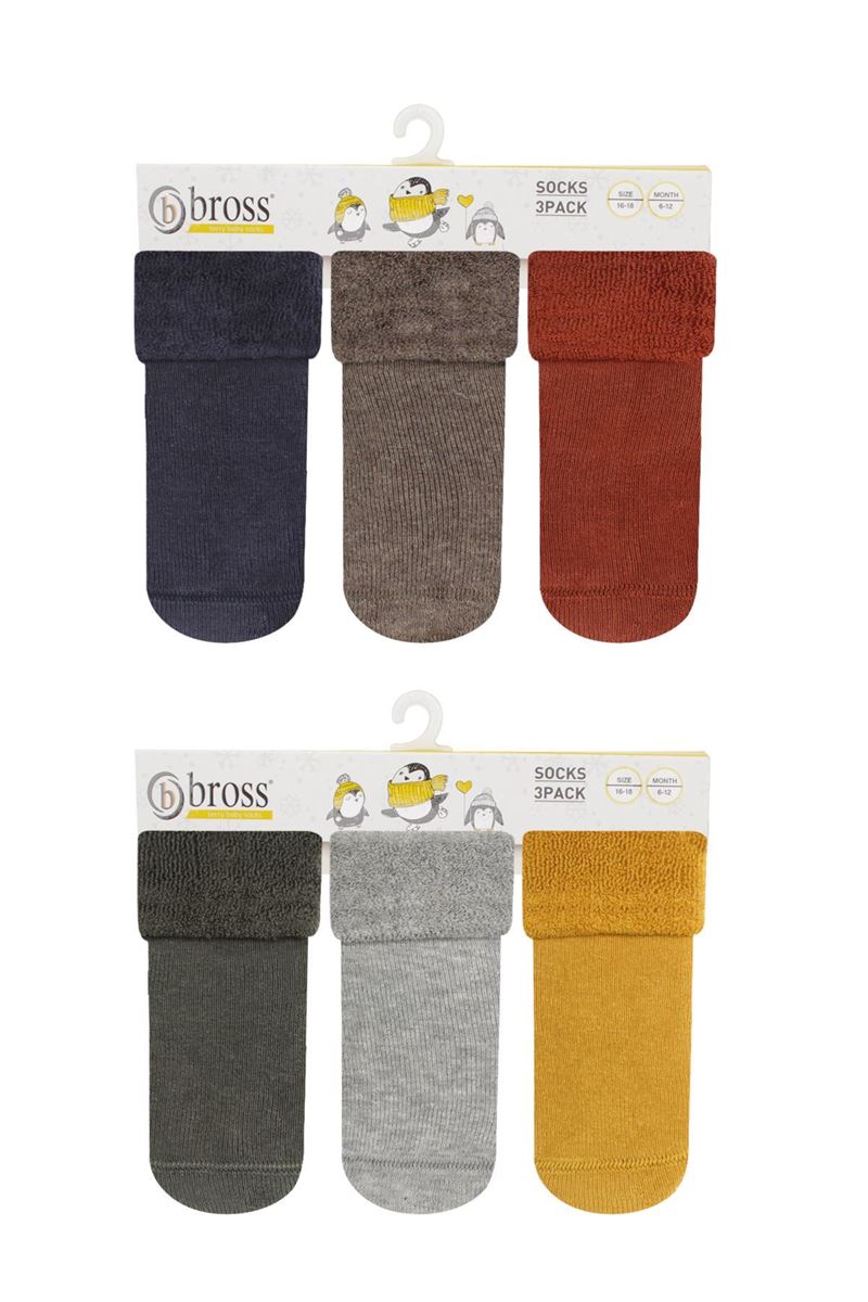 BROSS SIMPLE BASE-PRINTED BABY BOYS  TERRY SOCKS ASORTY