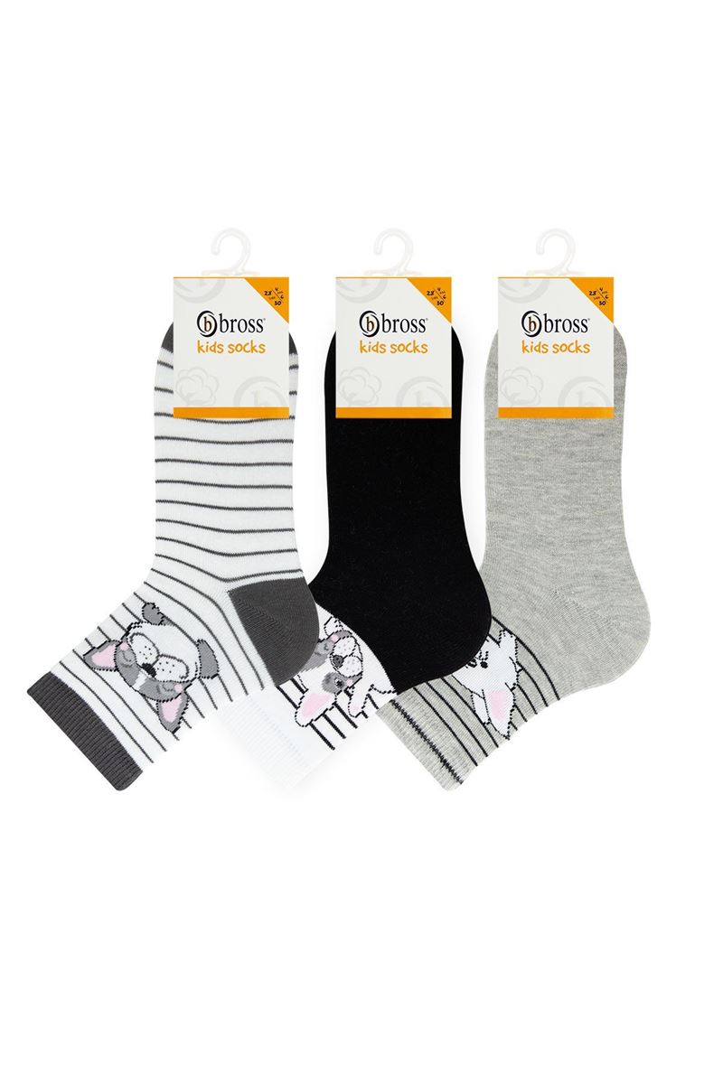 BROSS DOG PATTERN BOYS SOCKET SOCKS ASORTY