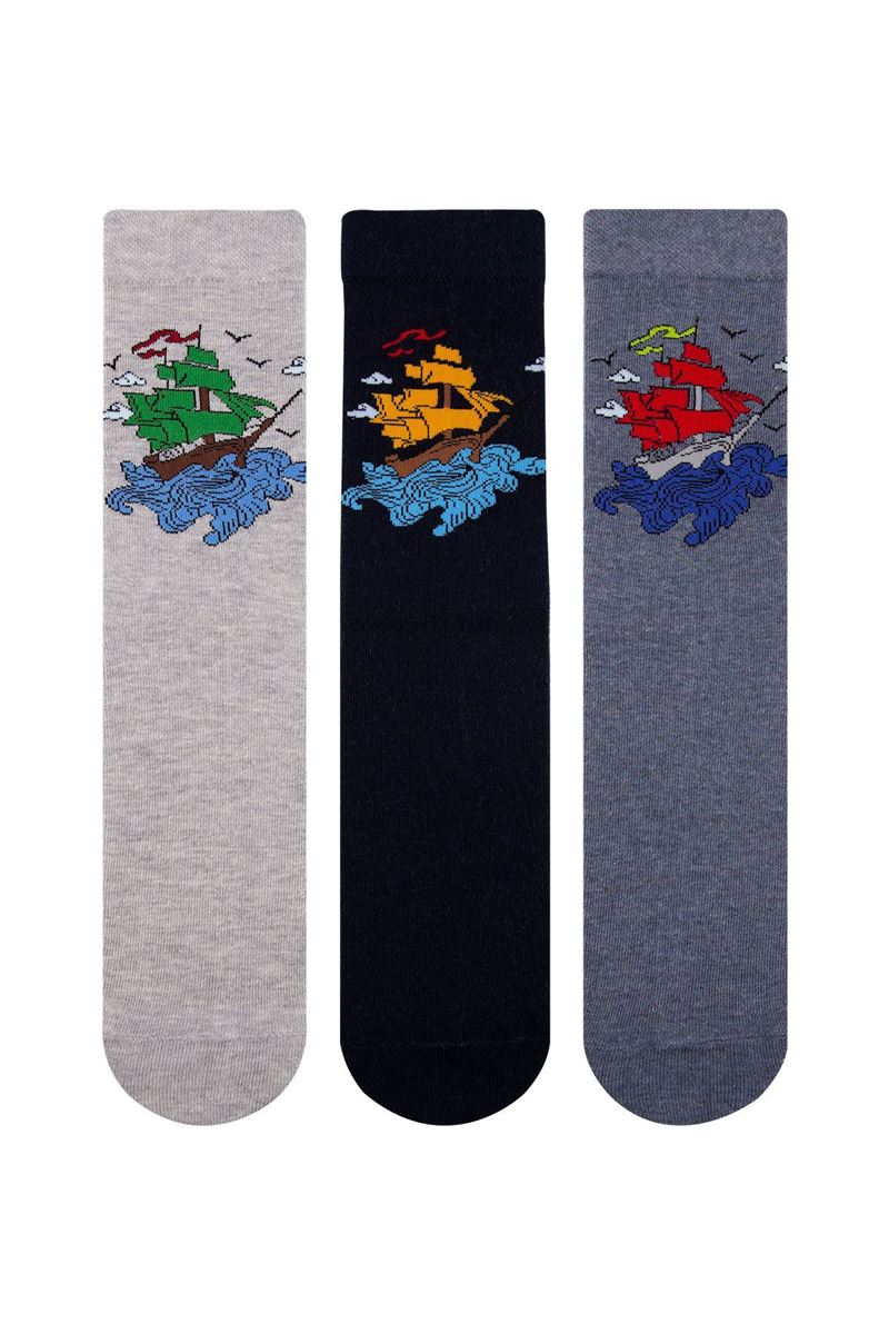 BROSS SHIP PATTERNED TEENAGE+MENS SOCKS ASORTY