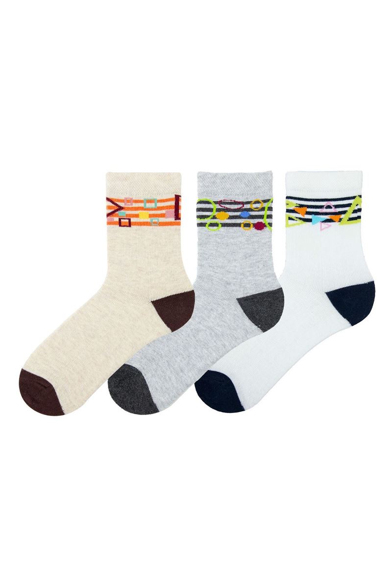 BROSS GEOMETRY PATTERNED BOYS SOCKS ASORTY