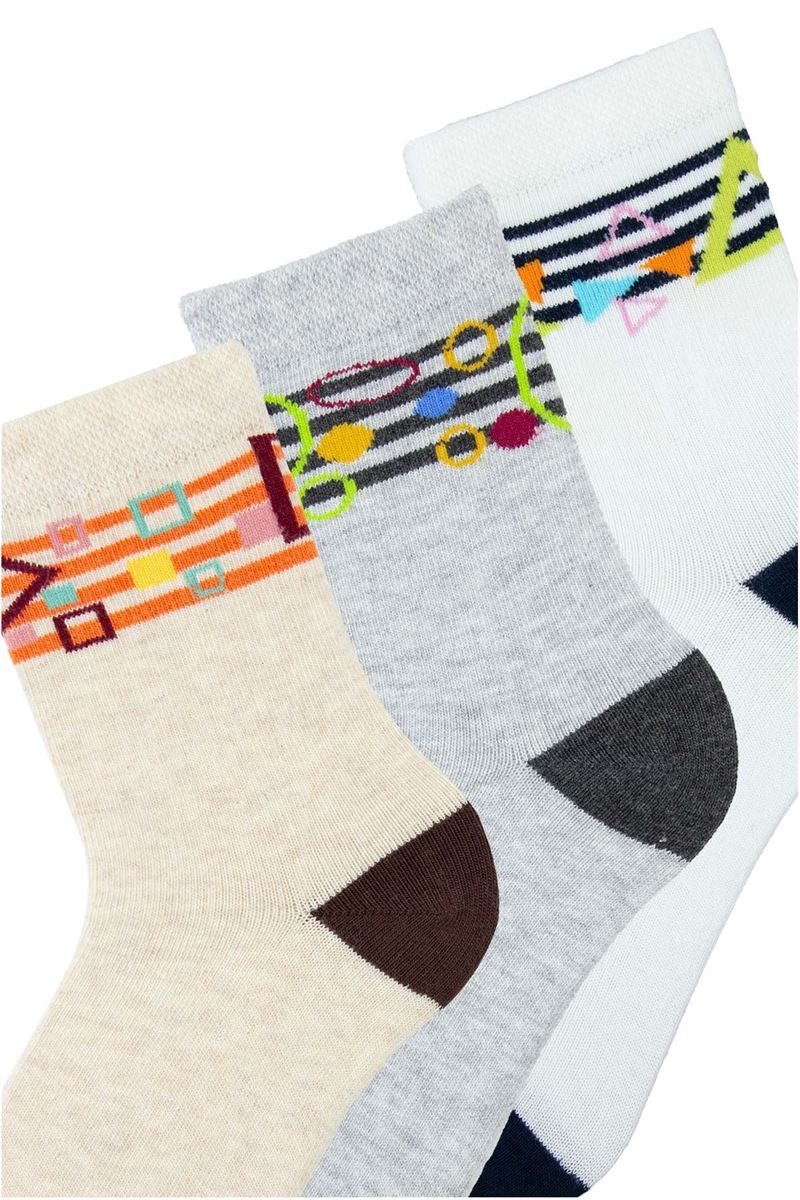 BROSS GEOMETRY PATTERNED BOYS SOCKS ASORTY