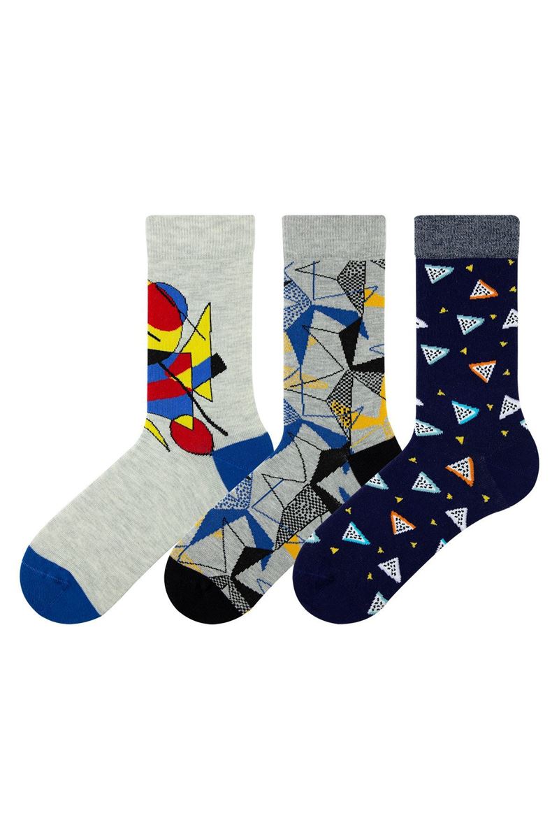 BROSS GEOMETRY PATTERNED TEENAGE+MENS SOCKS ASORTY