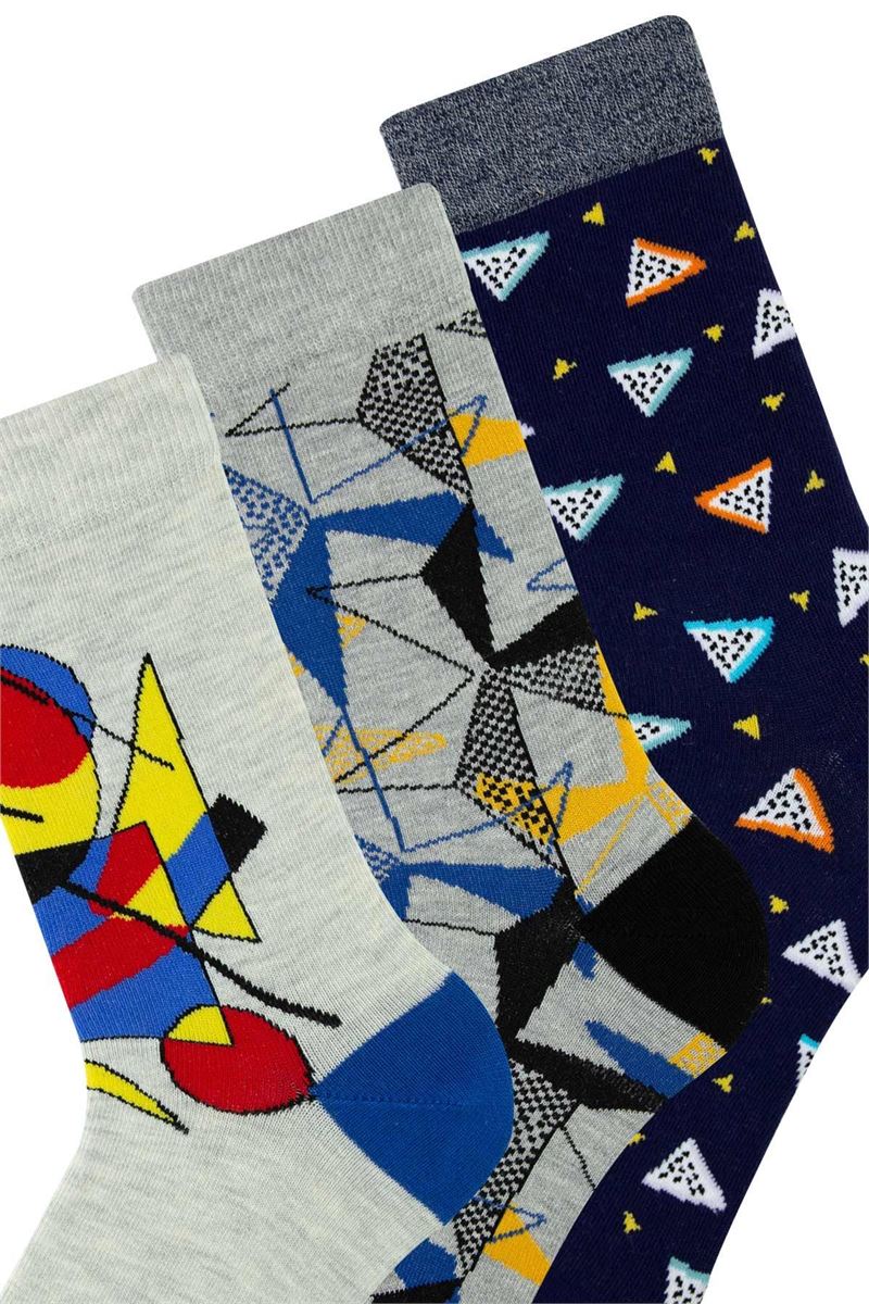 BROSS GEOMETRY PATTERNED TEENAGE+MENS SOCKS ASORTY