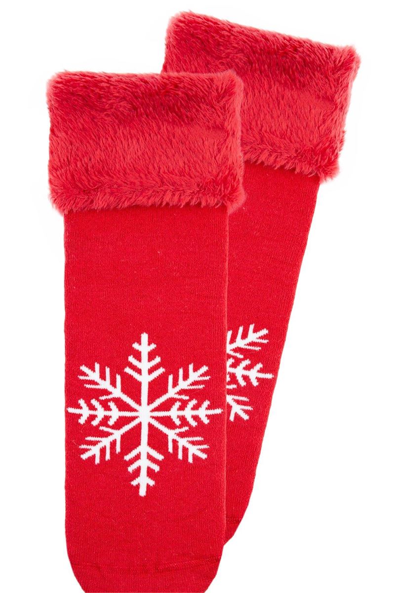 BROSS SNOWFLAKE PATTERNED WOMEN S TERRY SOCKS ASORTY