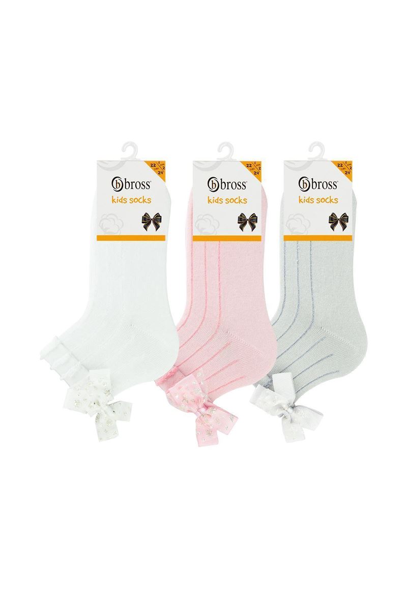 BROSS CRINKLE GIRL SHORT ANKLE SOCKS ASORTY