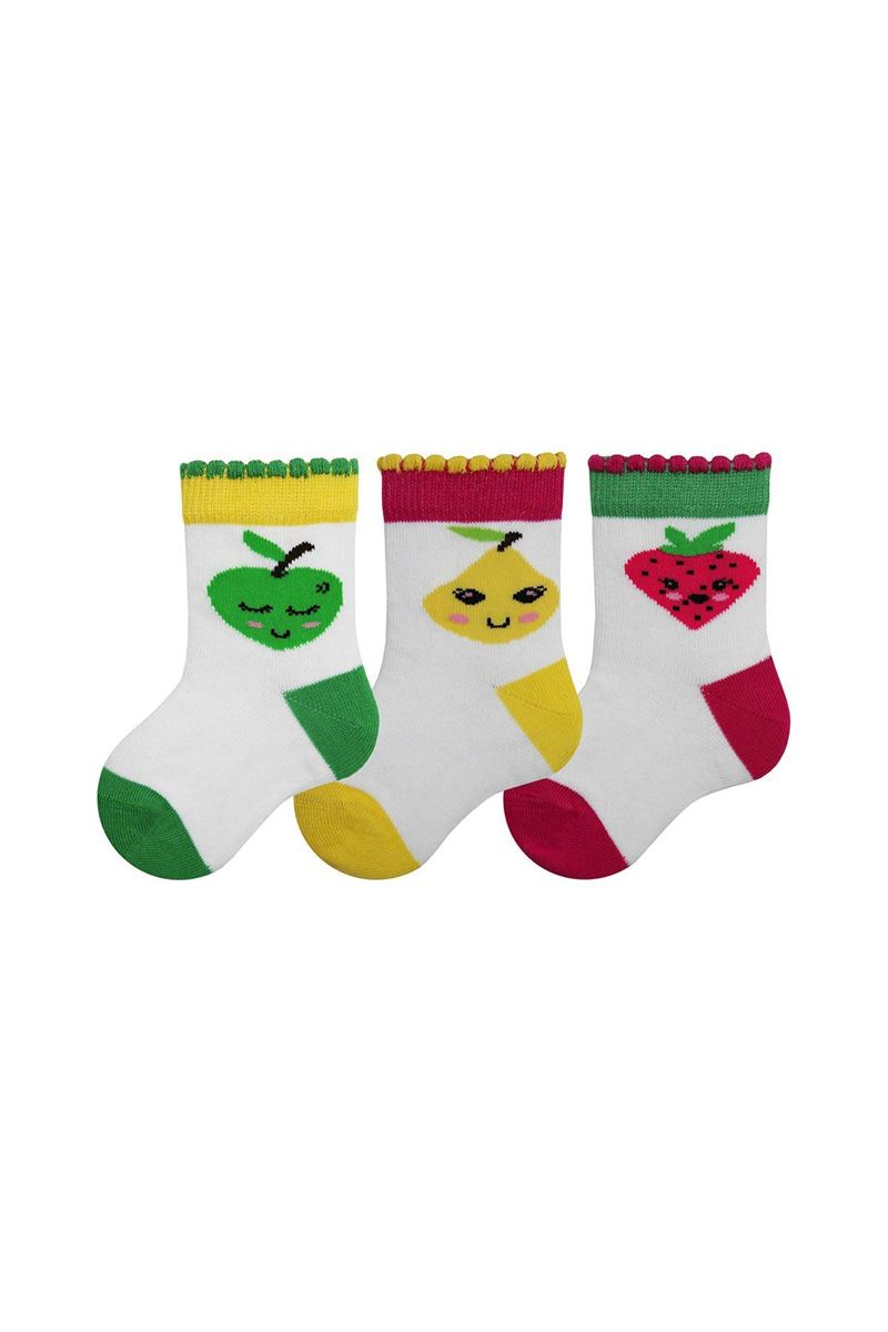 BROSS FRUIT PATTERNED BABY GIRLS SOCKS ASORTY