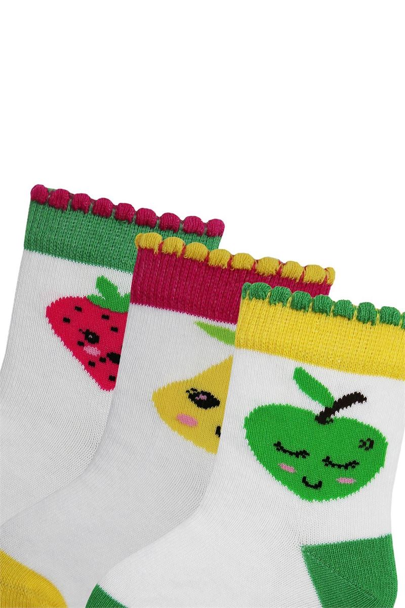 BROSS FRUIT PATTERNED BABY GIRLS SOCKS ASORTY