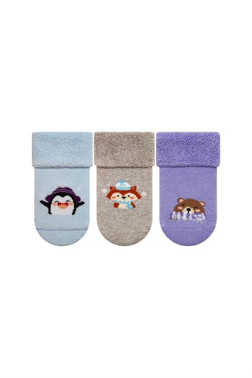 Penguın,Fox,Bear Prınted Baby Boys’ Terry Socks 12