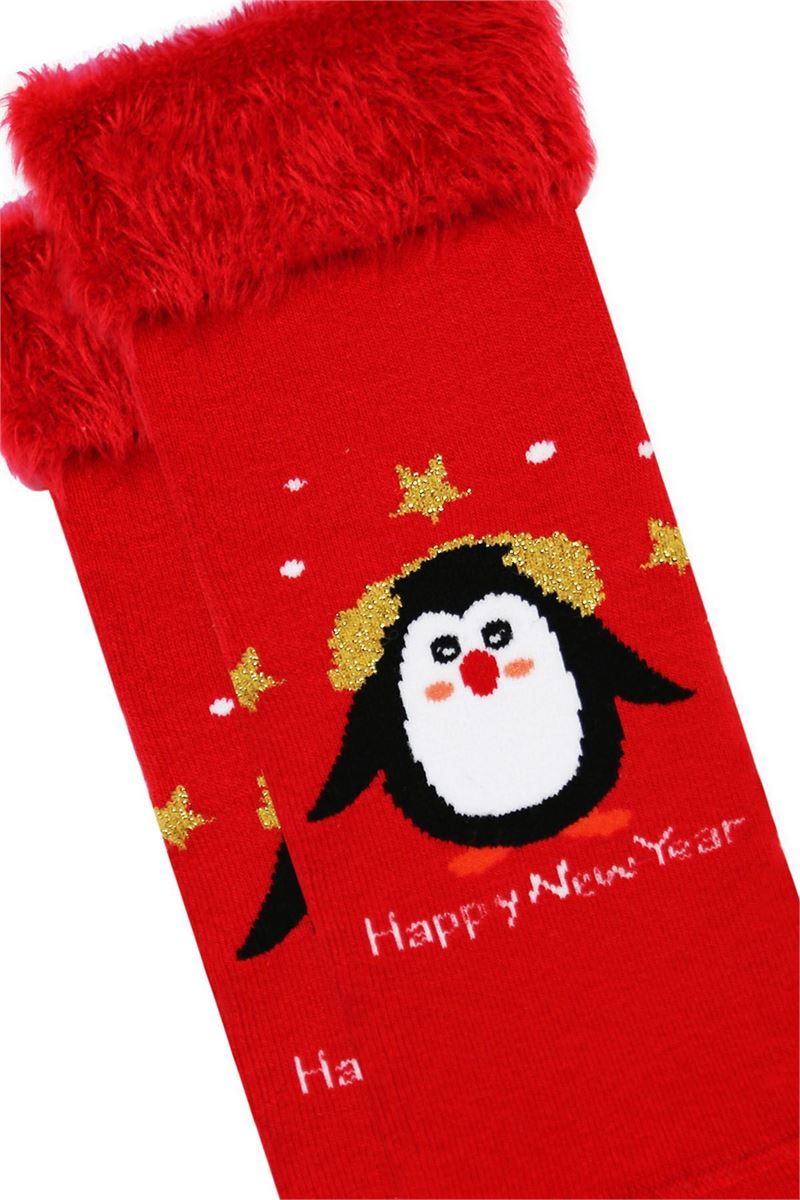 BROSS FRINGED CHRISTMAS WOMENS TERRY SOCKS ASORTY