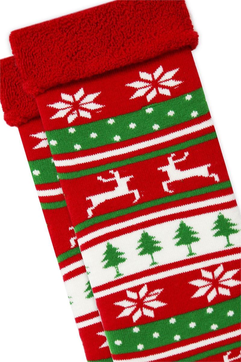 BROSS FRINGED CHRISTMAS WOMENS TERRY SOCKS ASORTY