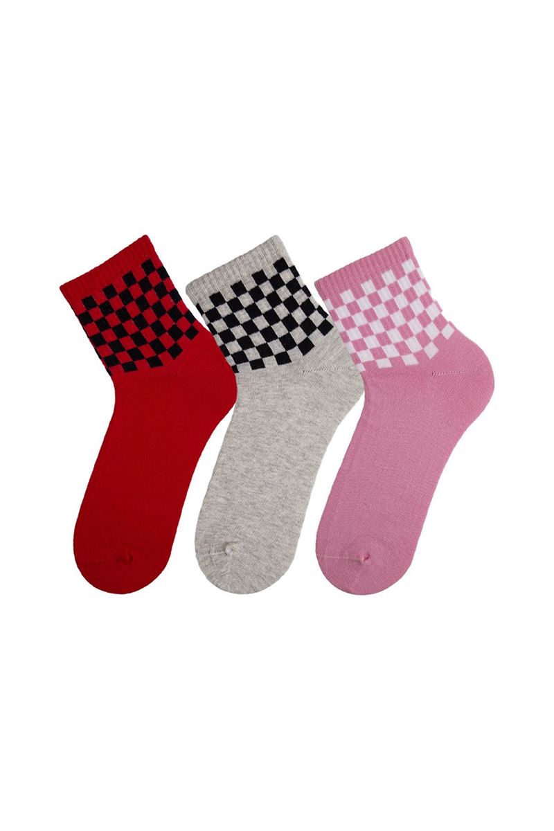 TULIP WOMAN CHECKERS CREW SOCKS ASORTY