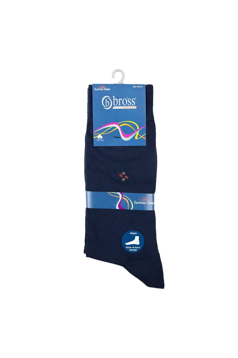 BROSS SUMMER PATTERNED MEN S SOCKS NAVY BLUE