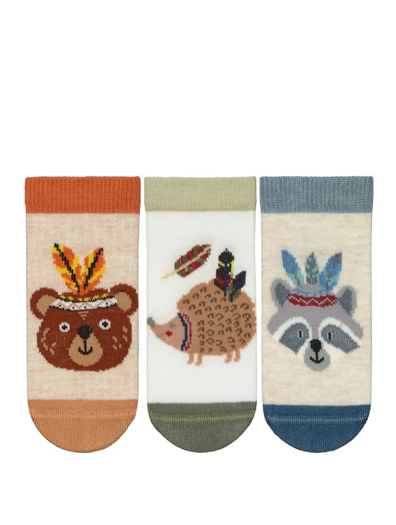 BROSS 3 PACK ANIMALS PATTERNED BABY BOY S SHAFTLESS SOCK ASORTY