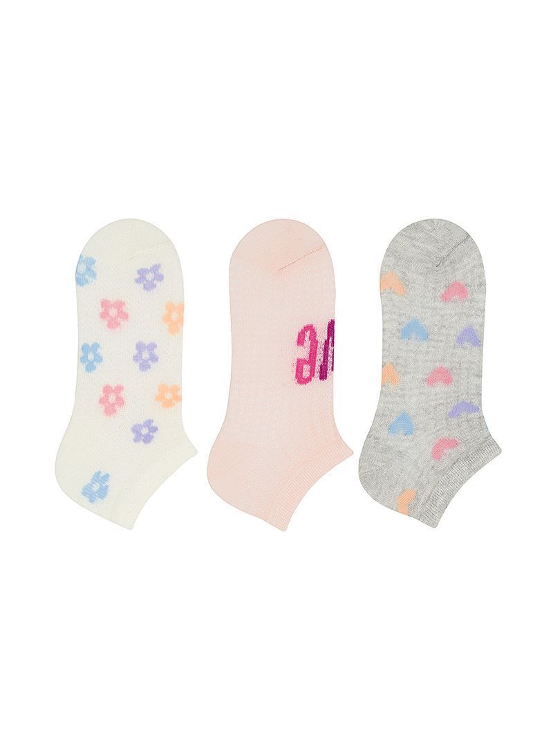 BROSS 3 PACK HEART PATTERNED  BABY GIRL  SHAFTLESS SOCKS ASORTY