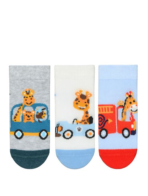 3-Pack Giraffe Patterned Baby Boys Shaftless Socks 12