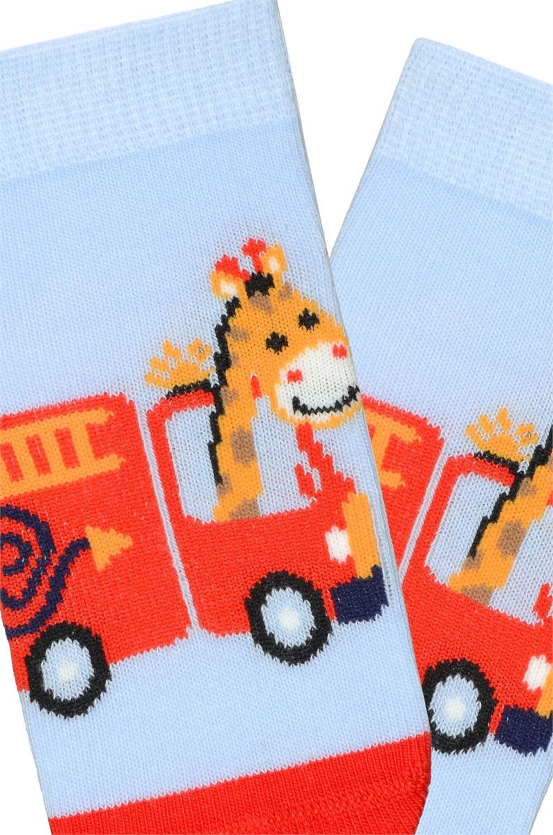 BROSS 3-PACK GIRAFFE PATTERNED BABY BOYS SHAFTLESS SOCKS ASORTY