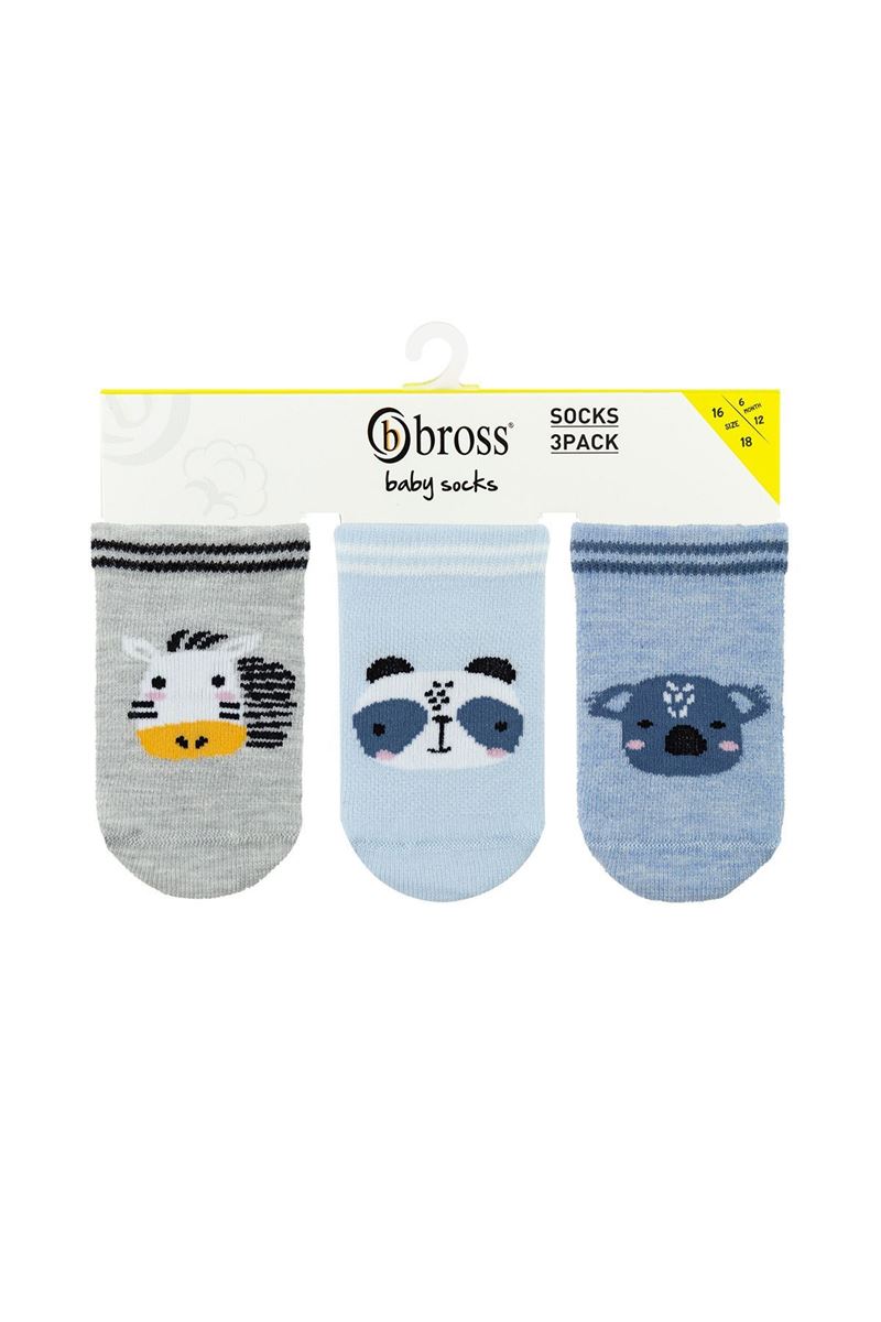 BROSS BABY BOY ANKLE SOCKS ANIMAL PATTERNED ASORTY