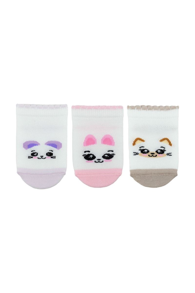 BROSS ANIMAL FACE PATTERN BABY GIRL STEP SOCKS ASORTY