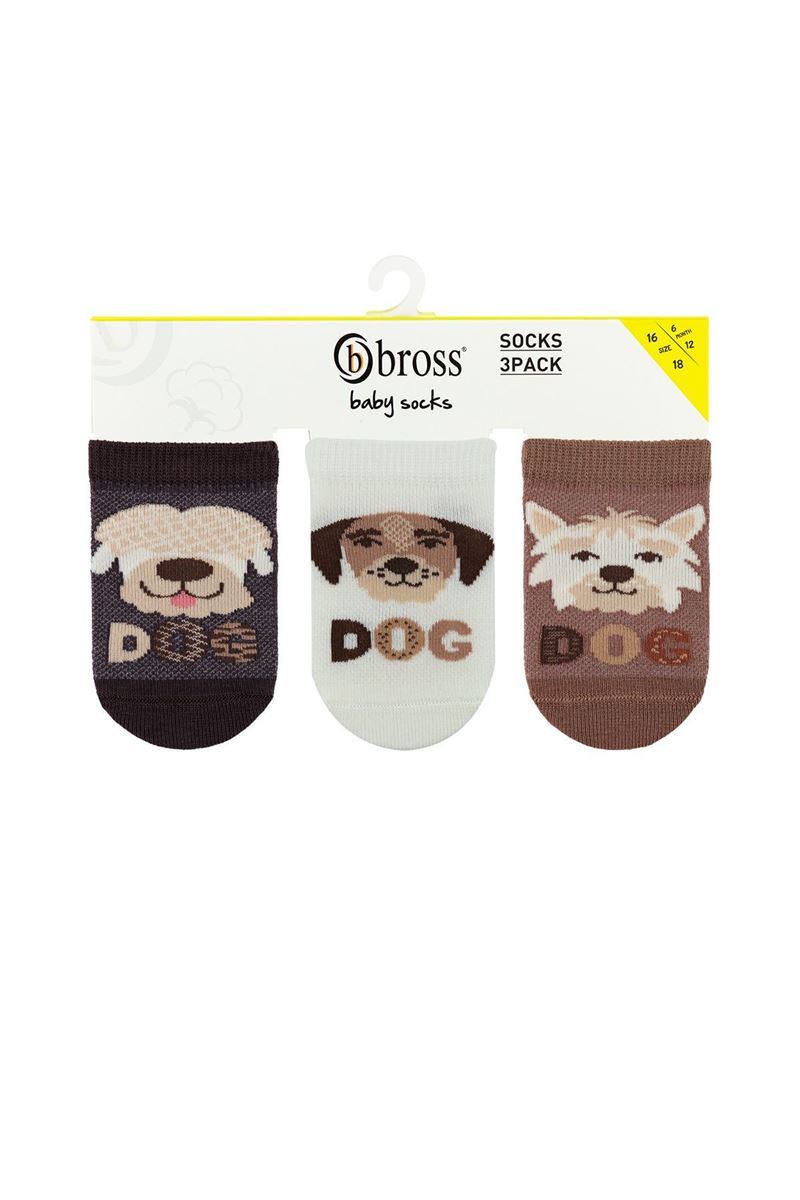 BROSS BABY BOY ANKLE SOCKS DOG PATTERNED ASORTY