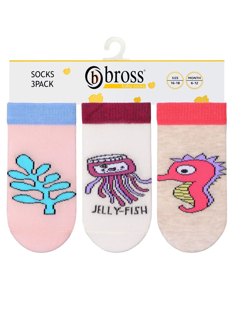 BROSS SEA ANIMALS PATTERNED BABY GIRLS  BOOTIES ASORTY