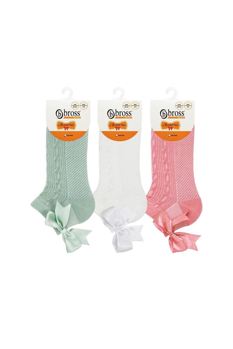 BROSS BOWTIE ACCESSORY  GIRLS SHAFTLESS SOCKS ASORTY