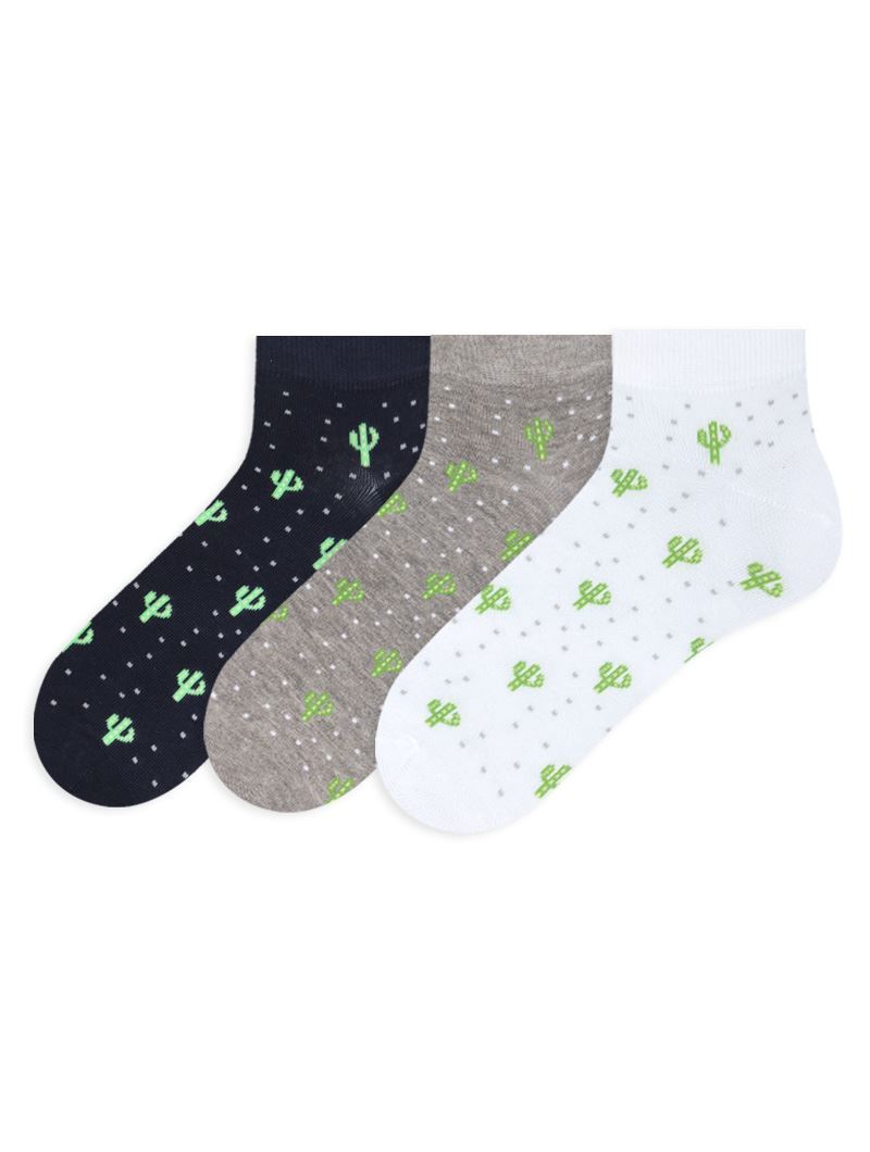 BROSS CACTUS PATTERNED MEN BOOTIES SOCKS ASORTY