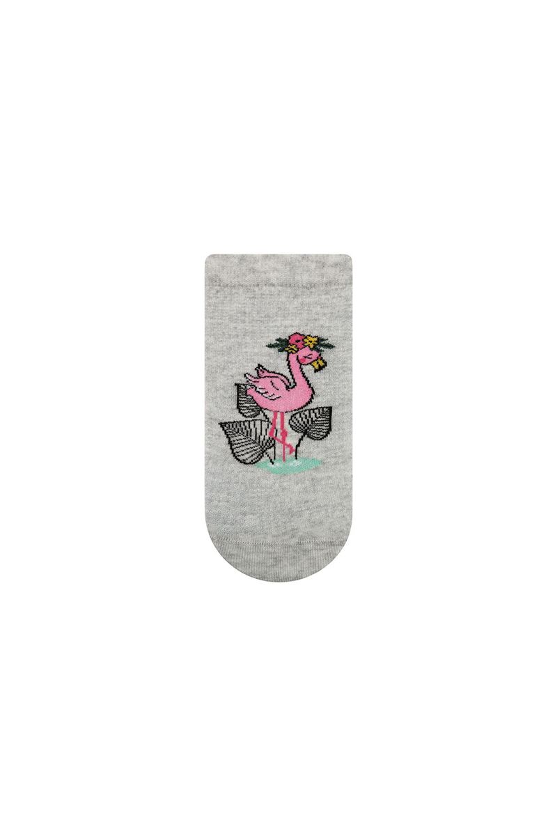 BROSS PARROT AND FLAMINGO PATTERNED WOMENS BOOTIES SOCK ASORTY