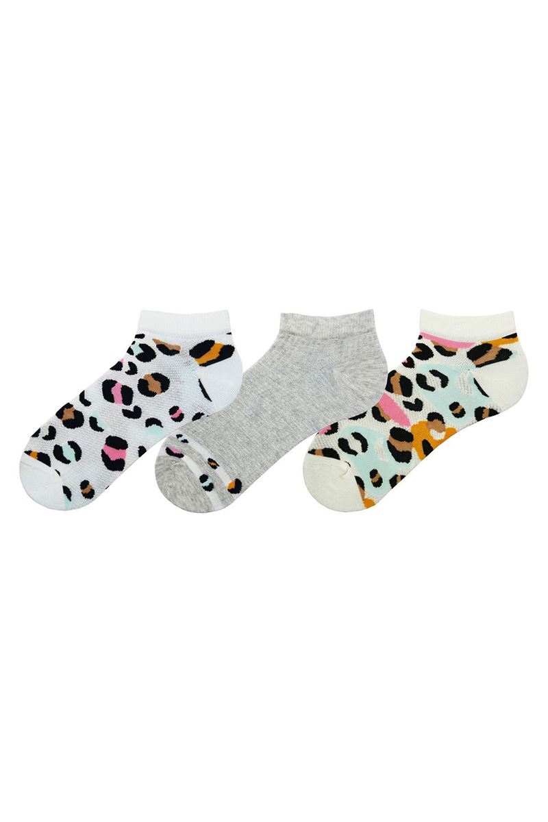 BROSS COLORFUL LEOPARD PATTERNED WOMENS BOOTIES SOCKS ASORTY