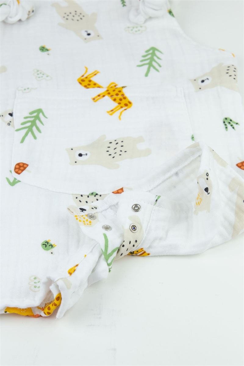 BONDILOLLY BABY MUSLIN ROMPER POCKET SNAPS 100% COTTON 